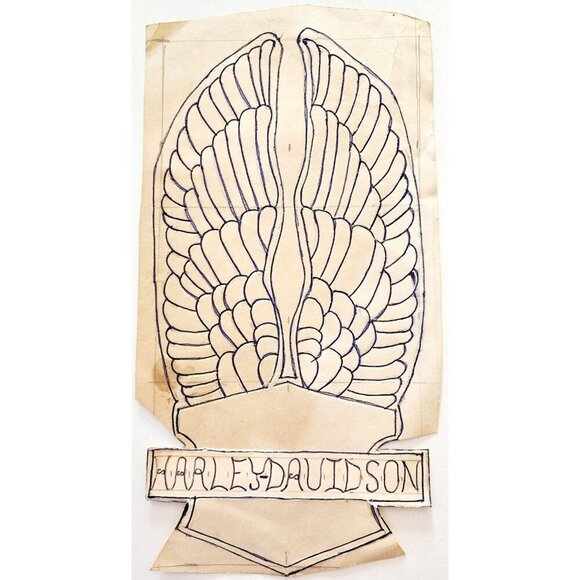 Harley Style Wings Leather Patch Pattern And Leather Piece Motorcycle DWQQ16 - Picture 4 of 4